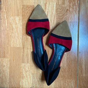 Chinese Laundry red and tan color block flats, size 8